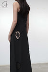 SWAYING 24 Autumn and Winter Crochet Splicing Suspender Long Skirt SW-SW24AW2L09-HEIHUI Black and Gray SW-SW24AW2L08